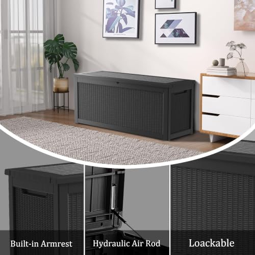 Outdoor Storage Box, 320 Gallon Waterproof Deck Box, Dual Gas-Spring Ultimate...