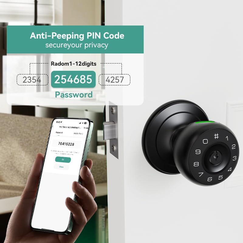 Fingerprint Door Lock,4 in 1 Smart Door Knob with Keypad Code,Biometric &...