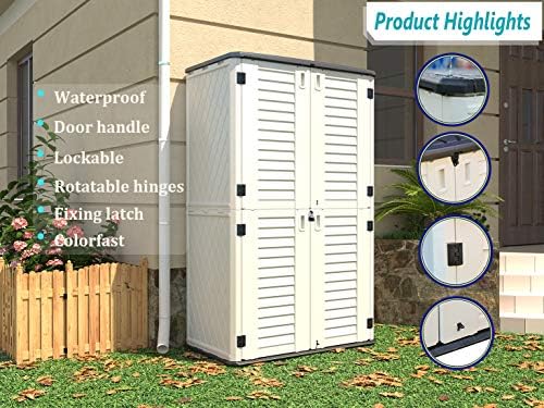 HOMSPARK Storage Shed Weather Resistance, Multi-Purpose Outdoor Storage Cabin...
