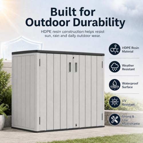 ADDOK Outdoor Storage Cabinet, 37 Cu.Ft Horizontal Resin Storage Shed