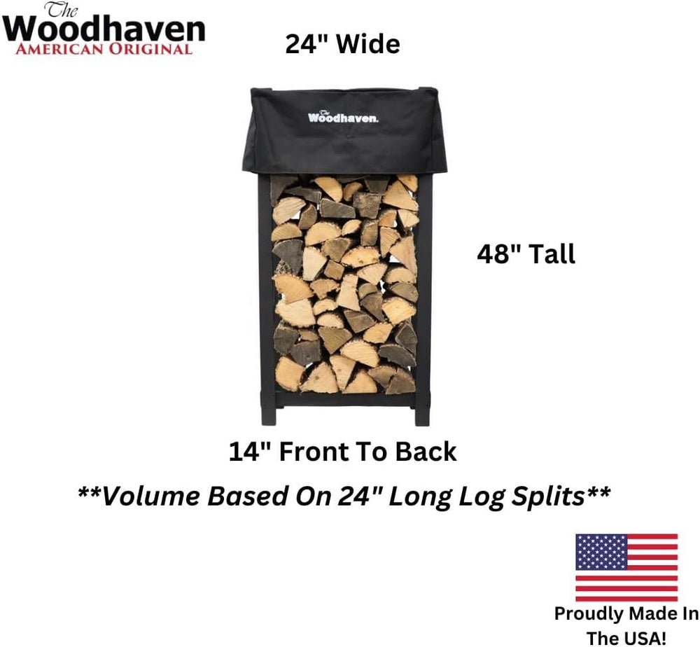 Woodhaven Black 4ft x 2ft Firewood Rack - Indoor And Outdoor Use With Cover -...