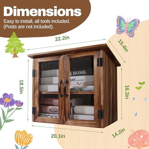 WONFUlity Library Box Outdoor,Free Library Box Little Outdoor Book Storage,Wo...