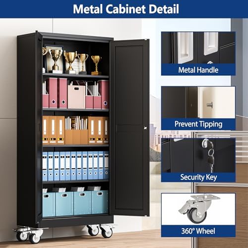 Ckzbx Metal Garage Storage Cabinet with Locking Doors and Adjustable Shelves,...