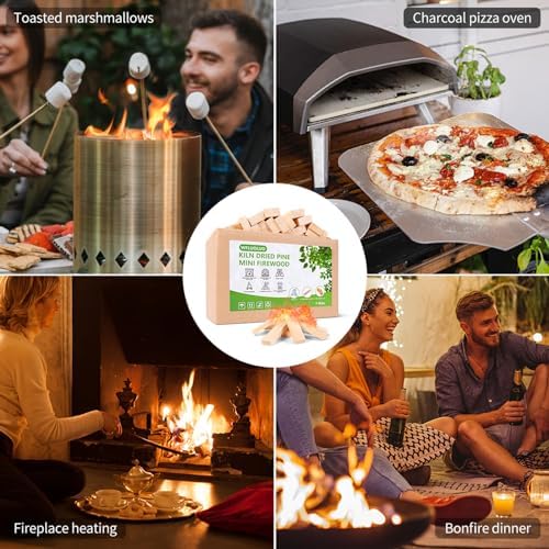 Mini Firewood with 4pcs Fire Starters&Gloves 5'' Lengths Pine Kil...