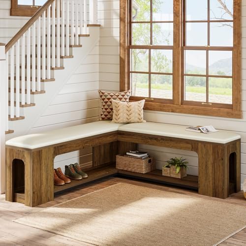 Tribesigns L Shaped Corner Bench with Removable Seat Cushion, 47.24" Far...