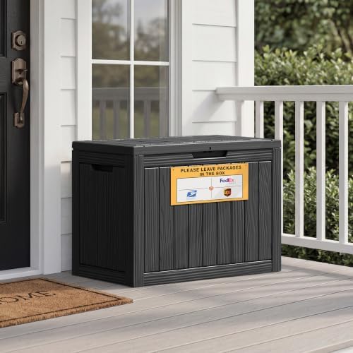 Package Delivery Box for Outside with Sign 50 Gallon (Black)