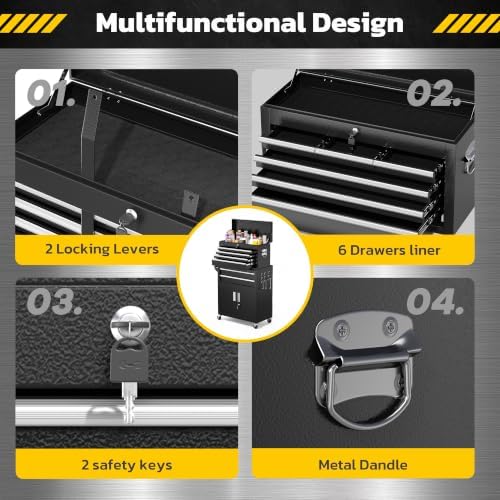 Greenvelly 8 Drawers Rolling Tool Chest, Detachable Top Tool Box with Wheels ...