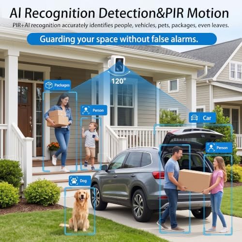 2K Security Cameras Wireless Outdoor, Integrated Spotlight & Siren, AI Mo...