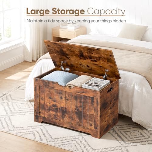 SUPER DEAL Storage Chest, 30 inches Chest Box Organizer with 2 Safety Hinges,...