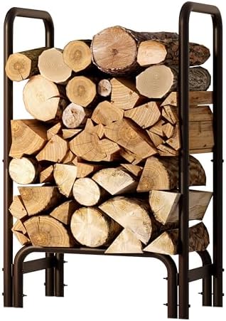 Fire Beauty Firewood Rack, Carbon Steel Log Holder for Indoor Outdoor Use