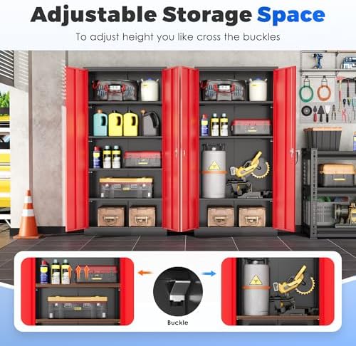 INTERGREAT Metal Garage Storage Cabinet with Lock, 72" Storage Cabinet w...