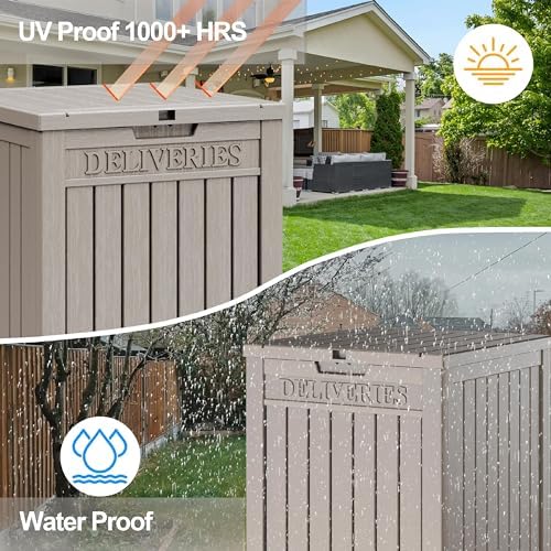 LHBGO Package Delivery Box for Outside, 48 Gallon Storage with Lockable Secur...