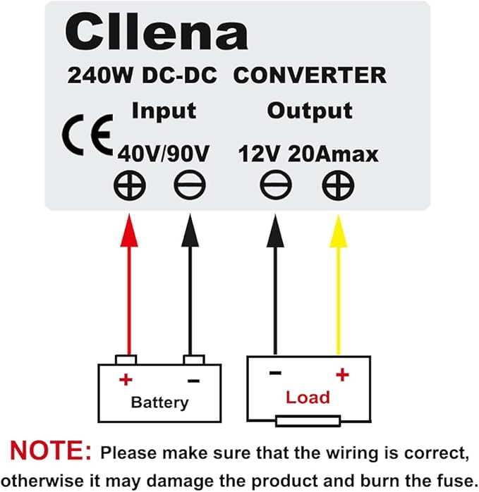 Cllena DC 40V-90V to 12V Converter Voltage Regulator Reducer 48V 60V 72V Step