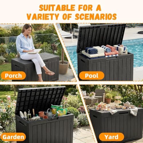 55 Gal Outdoor Storage Box Waterproof Lockable Deck Box