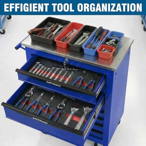 7-Drawer Rolling Tool Chest with Stainless Steel Countertop,Tool Chest with S...