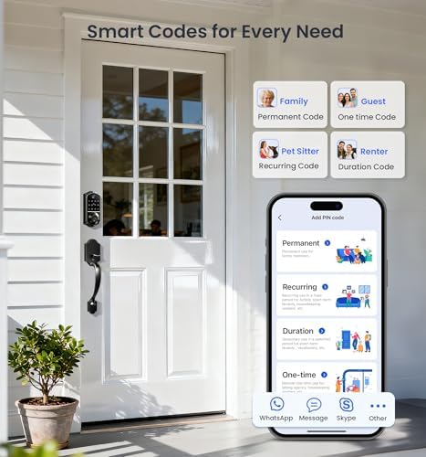 Veise VE017-H 8-in-1 Fingerprint Smart Front Door Lock Set, Matte Black