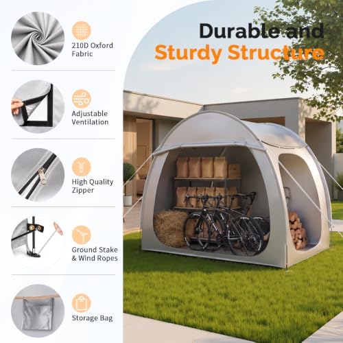 VINGLI Bike Storage Shed Tent for 4-5 Bikes, Outdoor Portable Bicycle Storage...