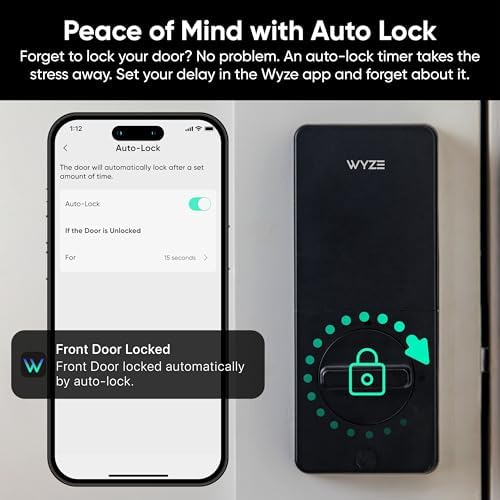 Wyze Auto-Lock Bolt v2, Fingerprint Keyless Entry Smart Lock, AI Learning Sca...
