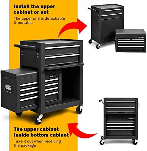 ARLIME 6-Drawer Rolling Tool Chest, Tool Storage Cabinet W/Sliding Drawers, D...