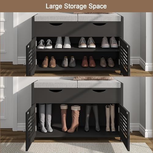 ChooChoo Shoe Storage Bench with Lift Top Storage & Cushioned Seats