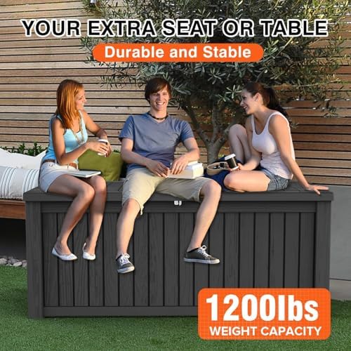 Outdoor Storage Box 185GAL Waterproof Resin Deck Box,Pool Accessories Supplie...