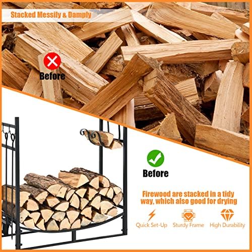 DORTALA 30" Firewood Rack for Outdoor/Indoor, Easy Set-up Fire Wood Rack...