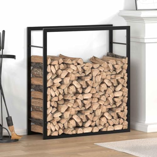 vidaXL Firewood Rack Matt Black 31.5"x11"x33.9" Steel