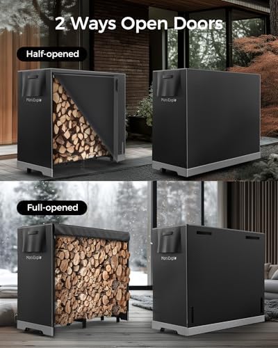4ft Firewood Log Rack with Cover Outdoor, Heavy Duty Indoor Outdoor Firewood ...