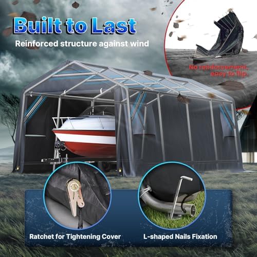 ADVANCE OUTDOOR 10X20 ft Carport Heavy Duty Outdoor Patio Portable Canopy Sto...