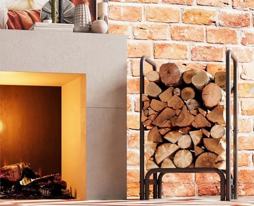 Fire Beauty Firewood Rack, Carbon Steel Log Holder for Indoor Outdoor Use