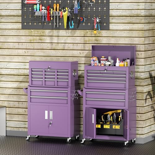 INTERGREAT 8 Drawers Tool Chest, 42'' Large Rolling Tool Chest with D...