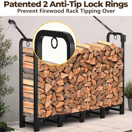 Amagabeli 5ft Firewood Log Rack Outdoor Heavy Duty Logs Holder for Fireplace ...