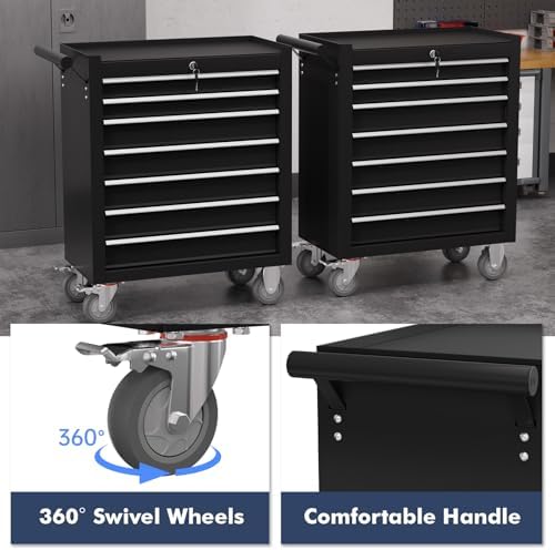 7-Drawer Tool Chest,Rolling Tool Cart with Wheels,High Capacity Tool Cabinet ...