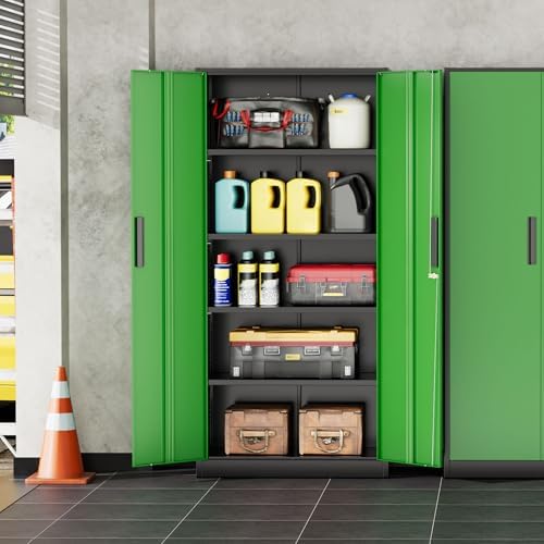 INTERGREAT Storage Cabinet with Doors and Shelves, Metal Garage Storage Cabin...