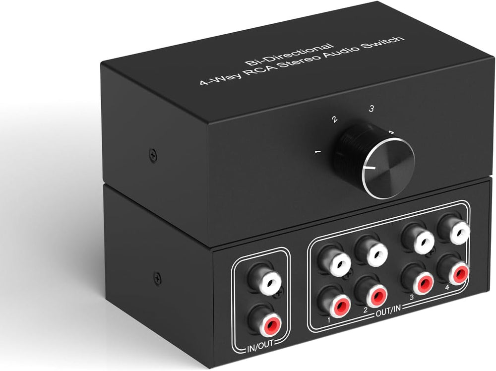 Dingsun 4-Way Stereo Audio Switcher, Bi-Directional Right and Left Channel