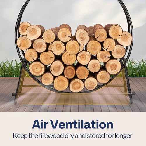 VIVOHOME 32 Inches Firewood Log Rack Hoop with Cover