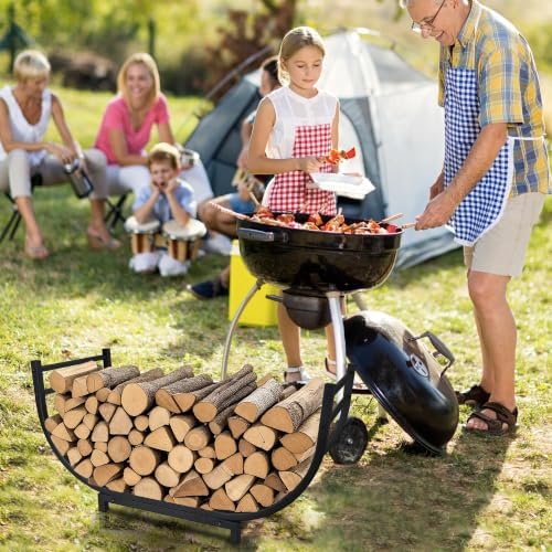 facka 30 Inch Firewood Rack Outdoor Metal Wood Rack