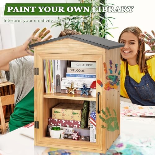 2-Tier Outdoor Library Outdoor Book Box Storage, 16x14x25 Inch