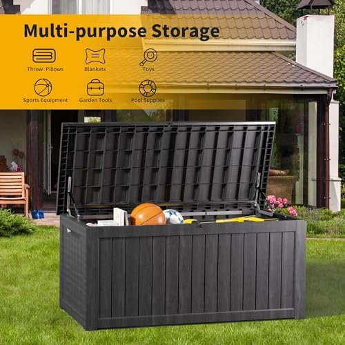 Outdoor Storage Box 271GAL Waterproof Resin Deck Box,Pool Accessories Supplie...