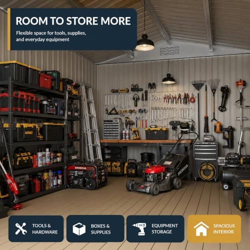 8x8 FT Outdoor Metal Storage Shed with Lockable Doors and Upgraded Frame,Gard...