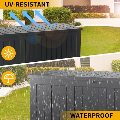 Outdoor Storage Box 271GAL Waterproof Resin Deck Box,Pool Accessories Supplie...