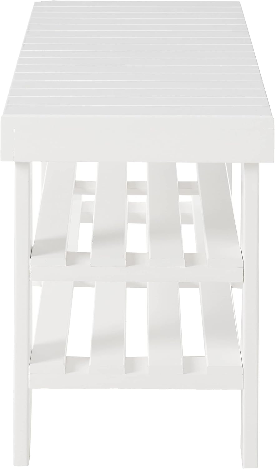 Roundhill Furniture Pina Quality Solid Wood Shoe Bench, White Finish
