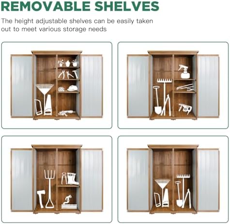 Outdoor Storage Cabinet Waterproof with Shelves, Outdoor Storage Shed Garage ...
