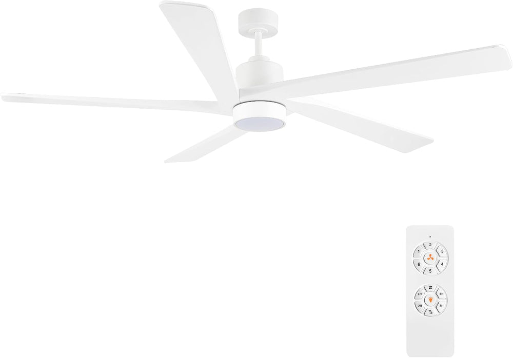 WINGBO 54" DC Ceiling Fan with Lights and Remote Control, 5 Carved Wood ...
