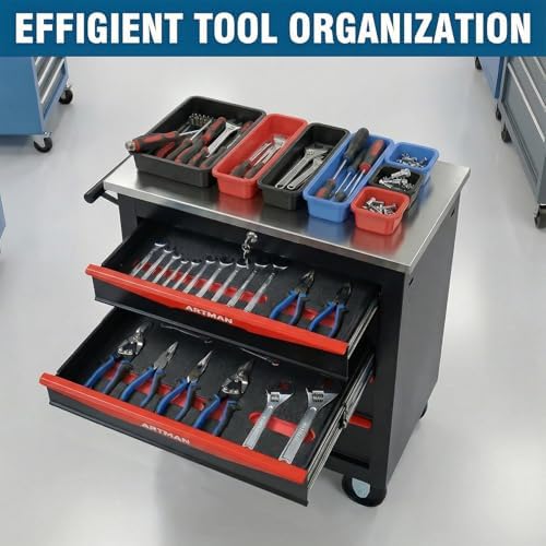 4-Drawer Rolling Tool Chest with Stainless Steel Countertop,Tool Chest with S...