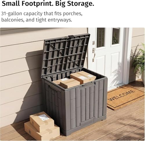 EAST OAK Outdoor Storage Box, 31 Gallon 2 Pack Deck Box Indoor and Outdoor Us...