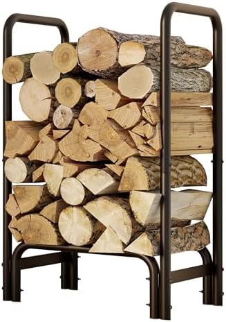 Fire Beauty Firewood Rack, Carbon Steel Log Holder for Indoor Outdoor Use