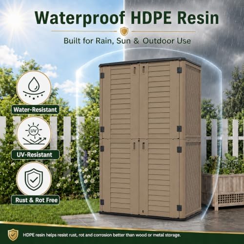 ADDOK 66 Cu.Ft Outdoor Storage Shed,Resin Storage Cabinet with Floor