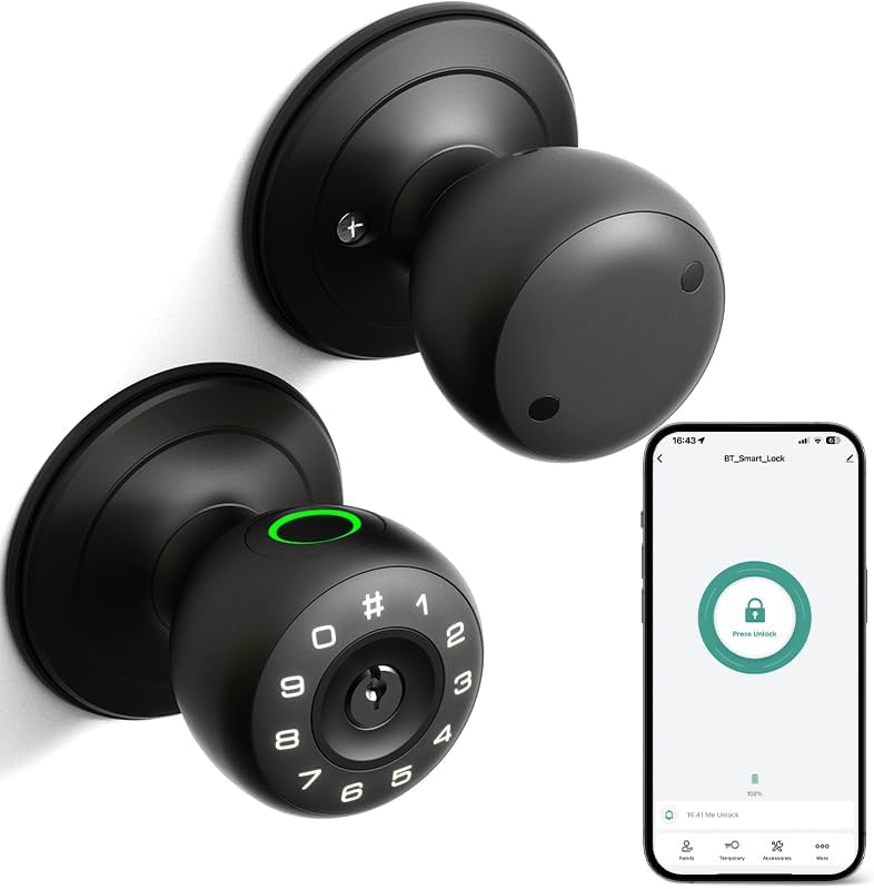 Fingerprint Door Lock,4 in 1 Smart Door Knob with Keypad Code,Biometric &...
