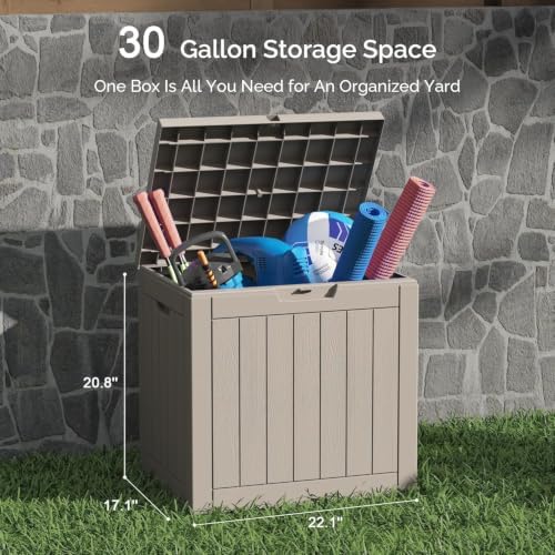 Sersper 30 Gallon Deck Box, Outdoor Lockable Storage Resin Box for Package-Sp...